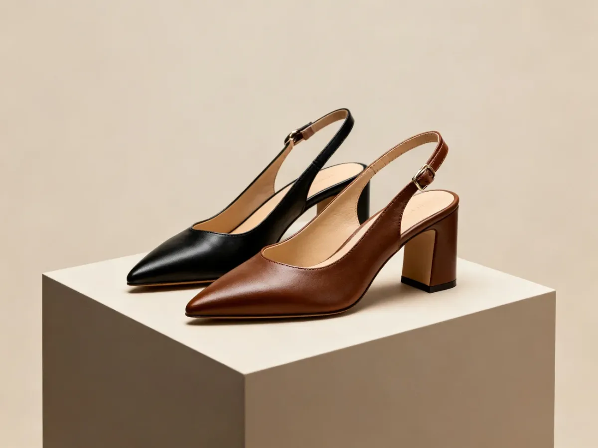 Eleganckie szpilki slingback z odkrytą piętą i spiczastym noskiem