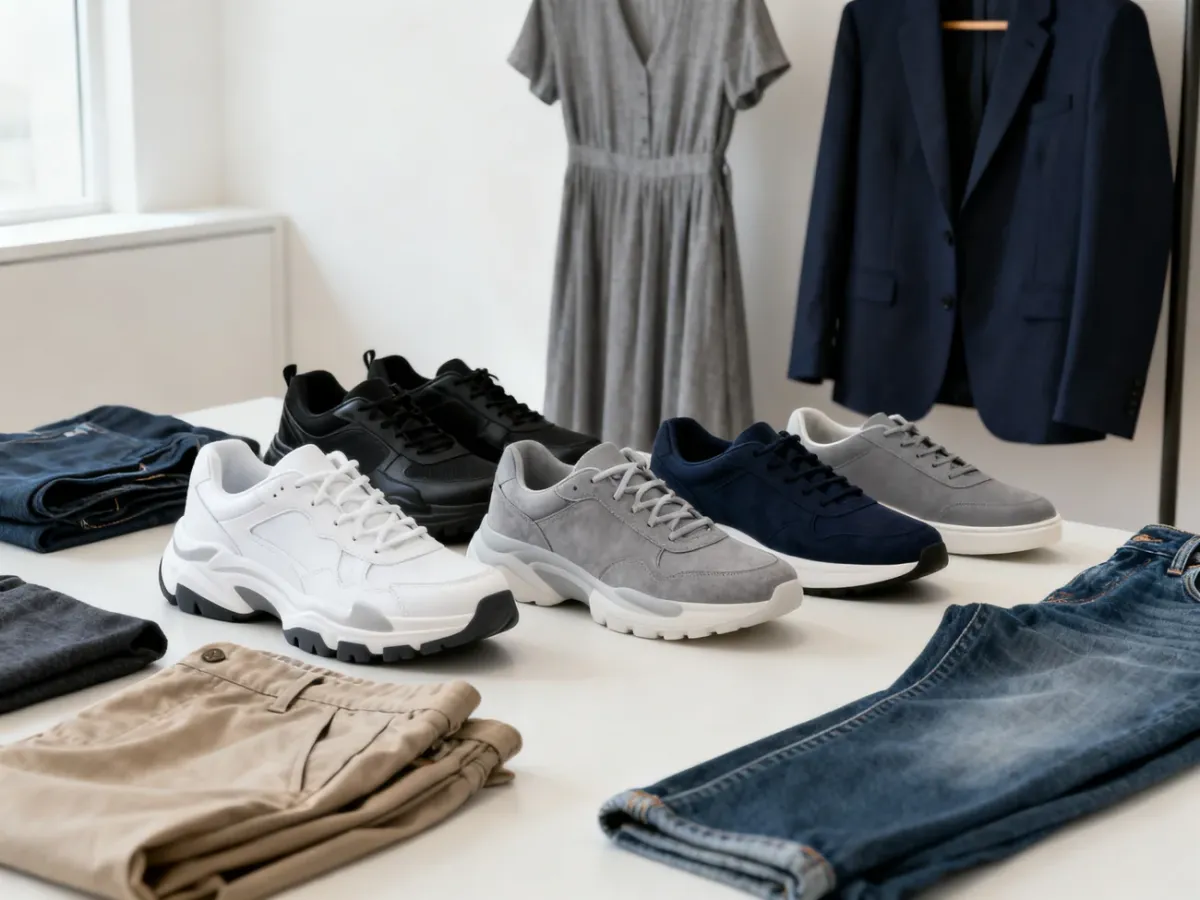 Różne fasony sneakersów zestawione z uniwersalnymi ubraniami