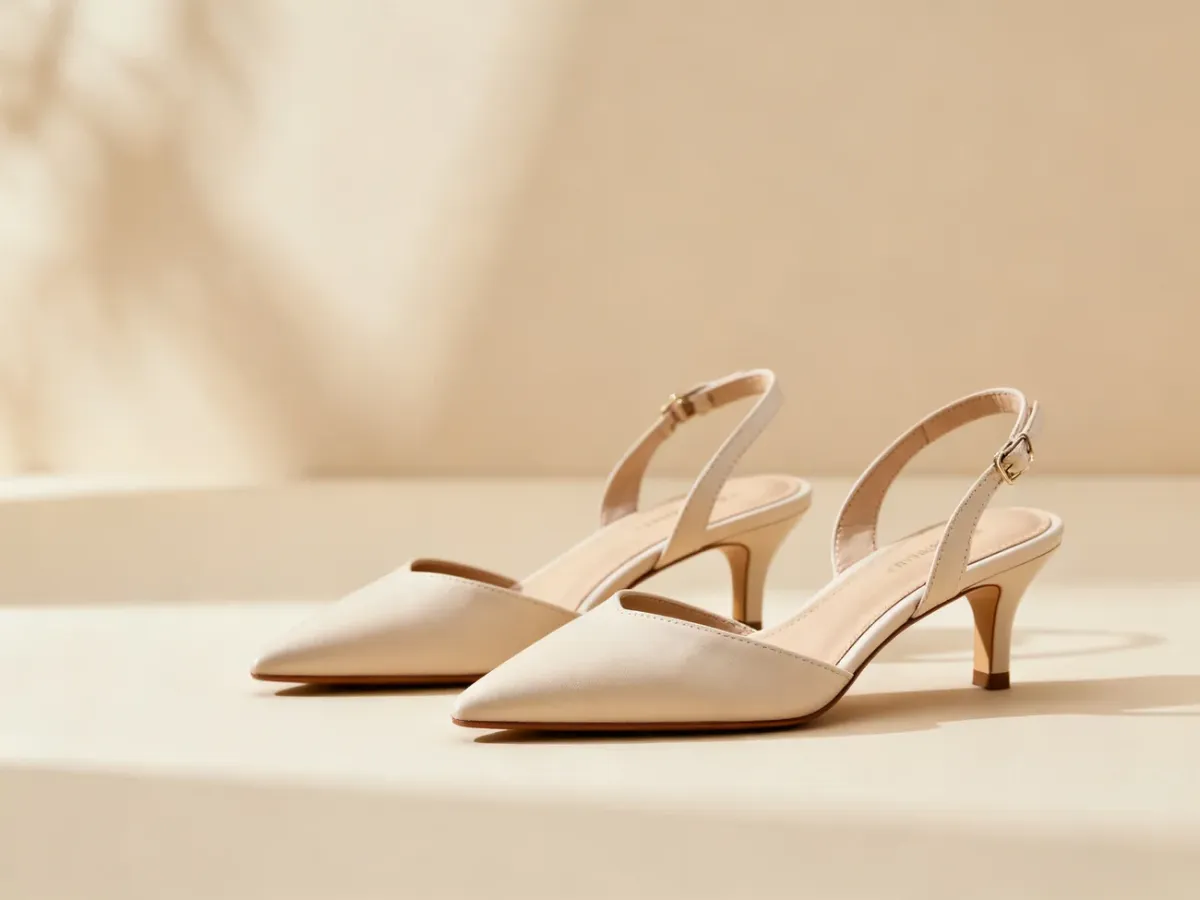 Eleganckie niskie czółenka slingback z odkrytą piętą