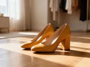 Eleganckie skórzane buty dziecięce na drewnianej podłodze w otoczeniu świątecznych dekoracji.