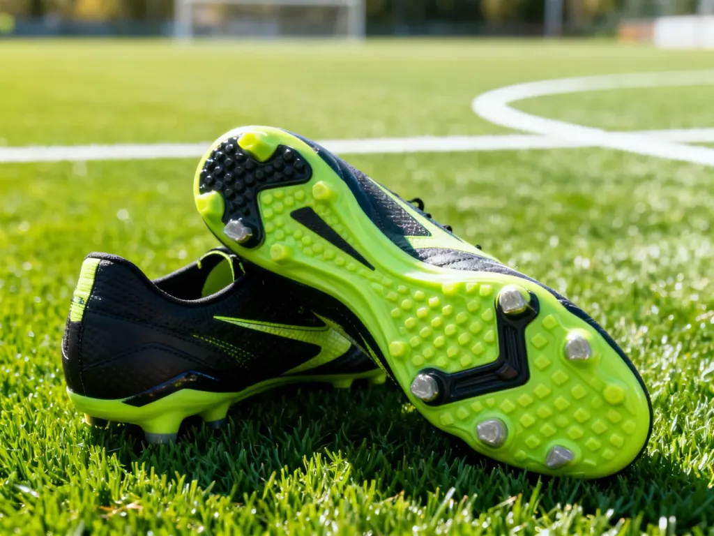 Profesjonalne buty piłkarskie typu turfy na sztucznej murawie, prezentujące przyczepną podeszwę i sportowy design.