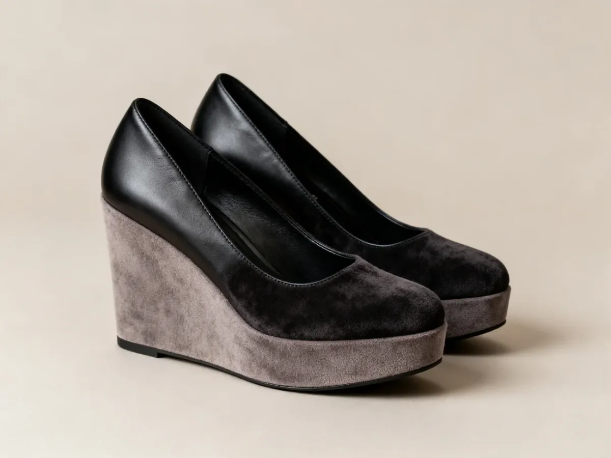 Eleganckie damskie buty na koturnie w stonowanym kolorze