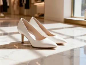 Eleganckie skórzane baleriny zestawione ze spodniami typu cropped, prezentujące stylową i minimalistyczną stylizację.