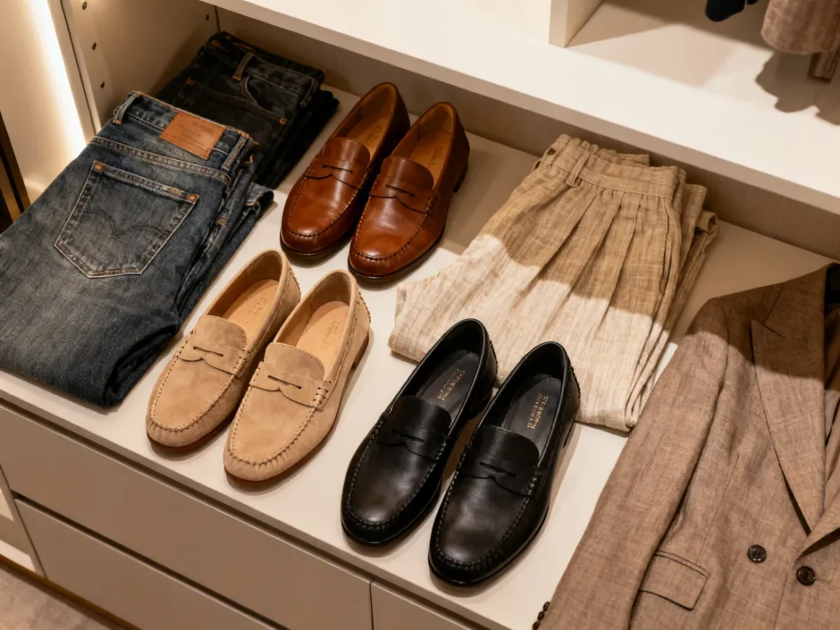 Mokasyny i loafersy zestawione z ubraniami casualowymi i biurowymi