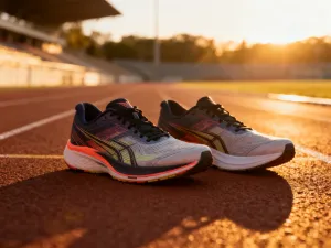 Ortopedyczne wkładki plastikowe umieszczone wewnątrz skórzanego sneakersa na sklepowej półce.